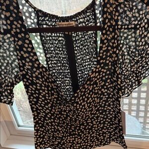 Reformation Black and White Polka Dot Blouse